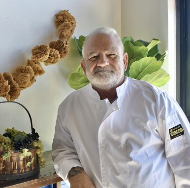 Lee, owner of Nikki's Greek Cafe, in his kitchen whites